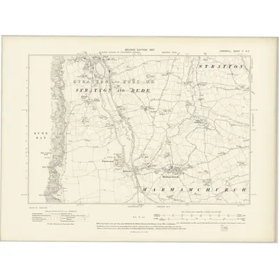 1905 Map of Cornwall V.NE, 1907 Print