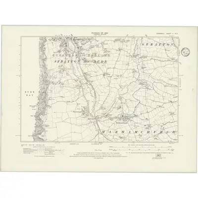 1932 Map of Cornwall V.NE, 1933 Print