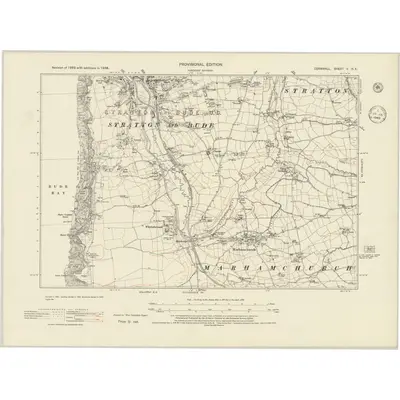 1938 Map of Cornwall V.NE, 1945 Print