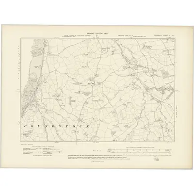 1905 Map of Cornwall V.SE, 1907 Print