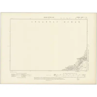 1905 Map of Cornwall V.SW, 1907 Print