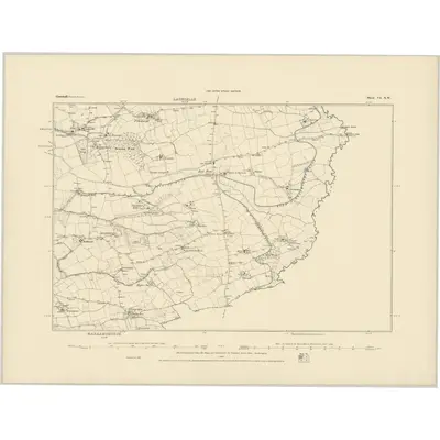 1883 Map of Cornwall VI.NW, 1884 Print