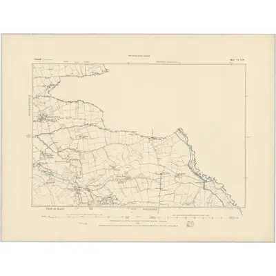 1883 Map of Cornwall VI.SW, 1884 Print