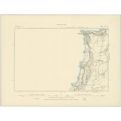 1882 Map of Cornwall VII.SE, 1884 Print