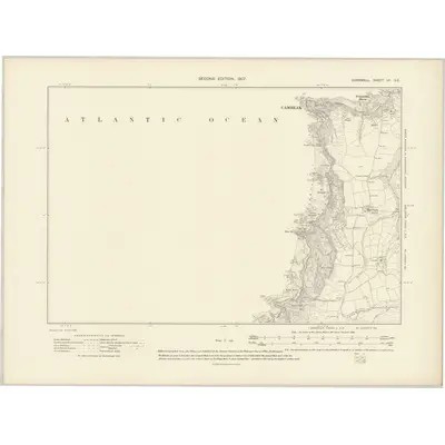 1905 Map of Cornwall VII.SE, 1907 Print