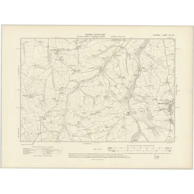 1905 Map of Cornwall VIII.NE, 1907 Print