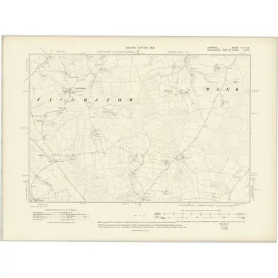 1905 Map of Cornwall VIII.SE, 1907 Print