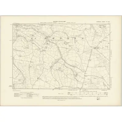 1905 Map of Cornwall VIII.SW, 1907 Print