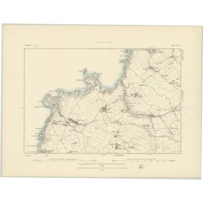 1882 Map of Cornwall X.SW, 1884 Print