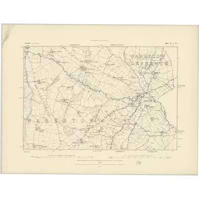 1882 Map of Cornwall XI.NE, 1884 Print