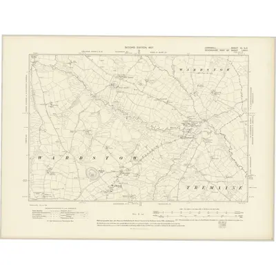 1905 Map of Cornwall XI.NE, 1907 Print