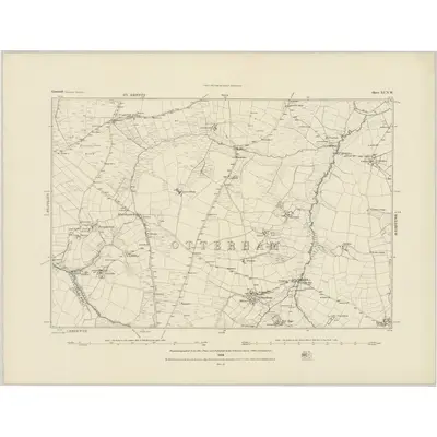 1882 Map of Cornwall XI.NW, 1884 Print