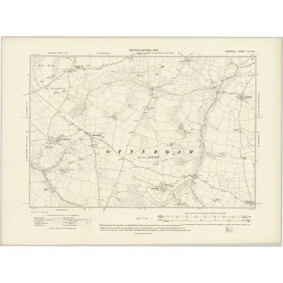 1905 Map of Cornwall XI.NW, 1907 Print