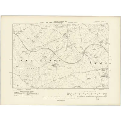 1905 Map of Cornwall XI.SE, 1907 Print