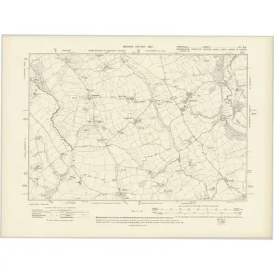 1905 Map of Cornwall XII.NE, 1907 Print