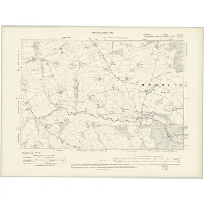 1905 Map of Cornwall XII.SE, 1907 Print
