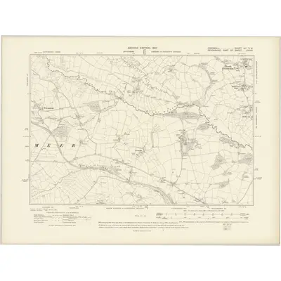 1905 Map of Cornwall XII.SW, 1907 Print