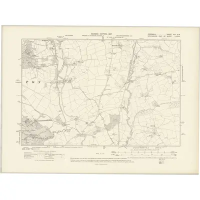 1905 Map of Cornwall XIIA.SW, 1907 Print