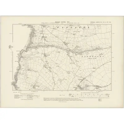 1905 Map of Cornwall XIII.NE & XIV.NW, 1907 Print