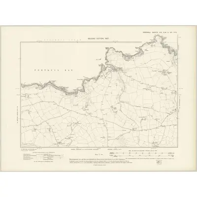 1905 Map of Cornwall XIII.SW & XIX.NW, 1907 Print
