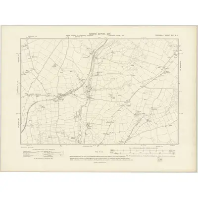 1905 Map of Cornwall XIV.NE, 1907 Print