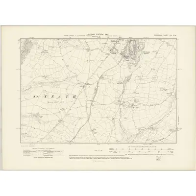 1905 Map of Cornwall XIV.SW, 1907 Print