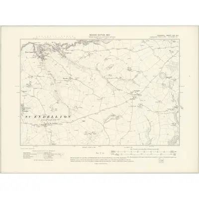 1905 Map of Cornwall XIX.NE, 1907 Print