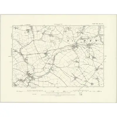 1880 Map of Cornwall XIX.SE, 1888 Print