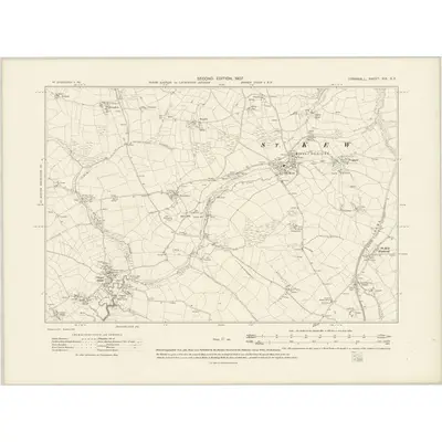 1905 Map of Cornwall XIX.SE, 1907 Print