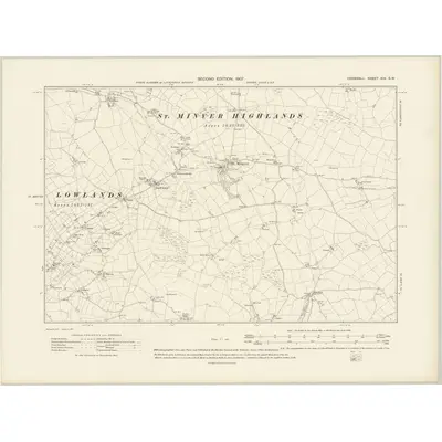 1905 Map of Cornwall XIX.SW, 1907 Print