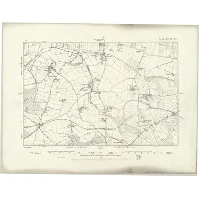 1879 Map of Cornwall XL.NE, 1888 Print