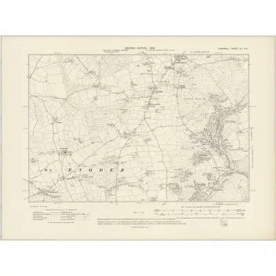 1906 Map of Cornwall XL.SE, 1908 Print