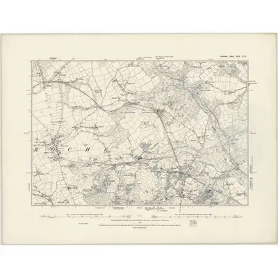 1881 Map of Cornwall XLI.NE, 1888 Print