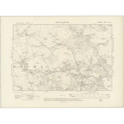 1905 Map of Cornwall XLI.NE, 1908 Print