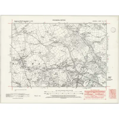 1938 Map of Cornwall XLI.NE, 1946 Print