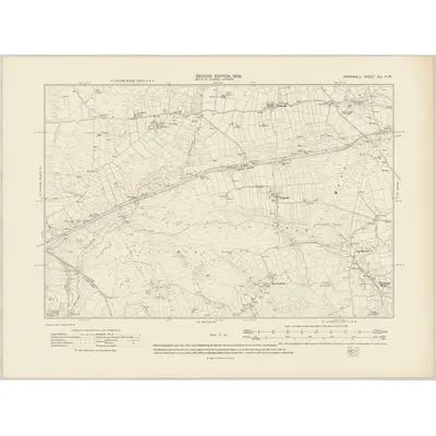 1905 Map of Cornwall XLI.NW, 1908 Print
