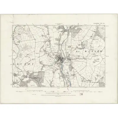 1881 Map of Cornwall XLII.NE, 1888 Print