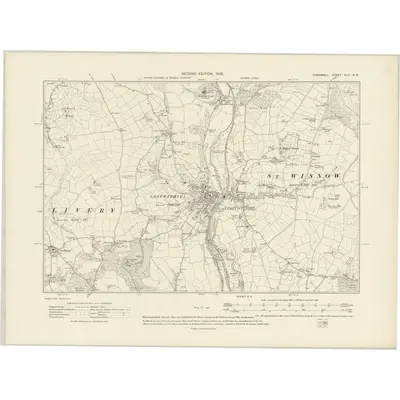 1905 Map of Cornwall XLII.NE, 1908 Print