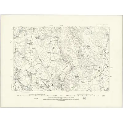 1881 Map of Cornwall XLII.NW, 1888 Print