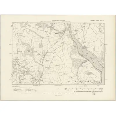 1905 Map of Cornwall XLII.SE, 1908 Print