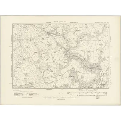 1905 Map of Cornwall XLII.SW, 1908 Print