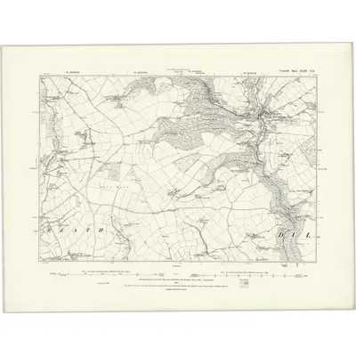1881 Map of Cornwall XLIII.NE, 1888 Print