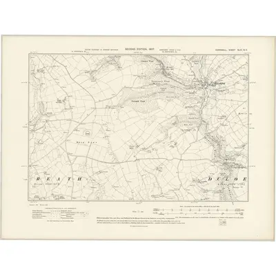 1905 Map of Cornwall XLIII.NE, 1907 Print