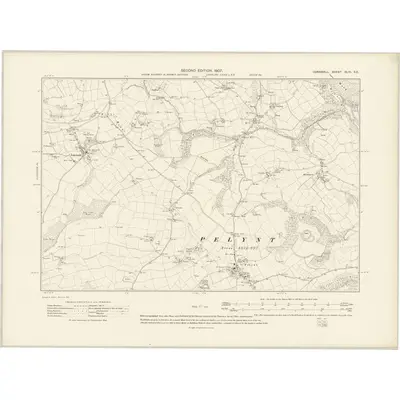 1905 Map of Cornwall XLIII.SE, 1907 Print