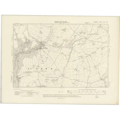 1905 Map of Cornwall XLIII.SW, 1908 Print