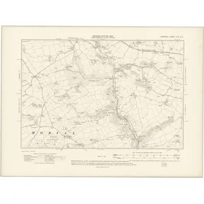 1905 Map of Cornwall XLIV.NE, 1907 Print