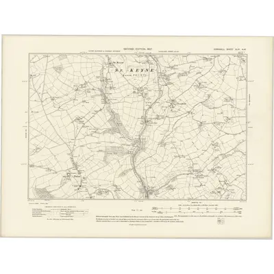 1905 Map of Cornwall XLIV.NW, 1907 Print