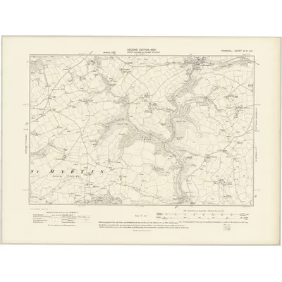 1905 Map of Cornwall XLIV.SE, 1907 Print
