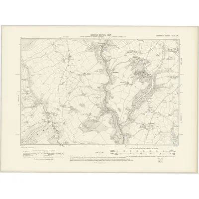 1905 Map of Cornwall XLIV.SW, 1907 Print