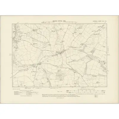 1906 Map of Cornwall XLIX.NW, 1908 Print